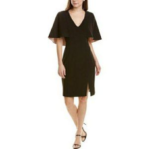 Badgley Mischka NWT Stunning Black Dress w Light Pink Lined Cape Sleeves